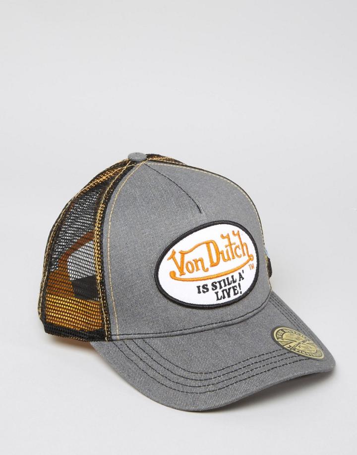 Von Dutch Trucker Cap In Denim - Gray
