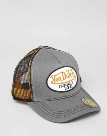 Von Dutch Trucker Cap In Denim - Gray