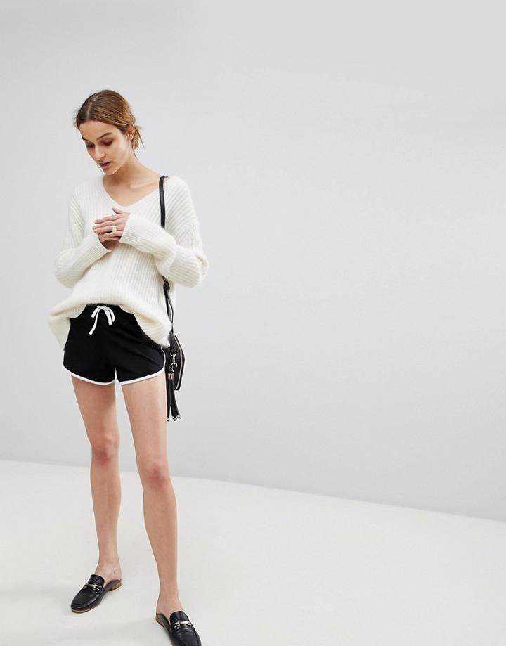 Asos Basic Runner Shorts With Contrast Binding - Black