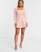 Asos Design Glam Double Breasted Jersey Blazer With Square Neck-pink