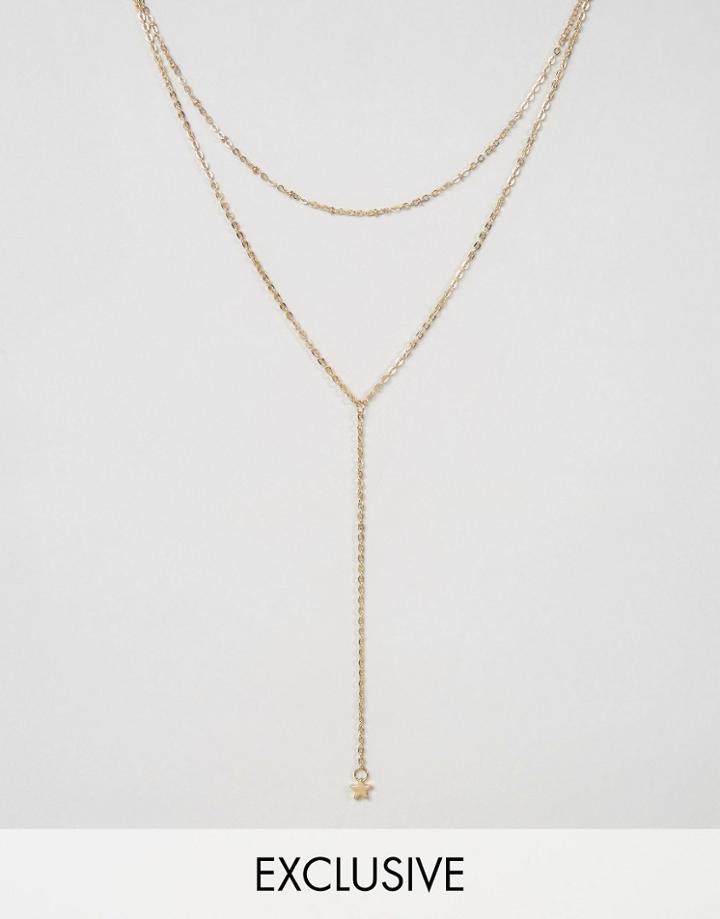 Reclaimed Vintage Delicate Multi Row Chain Necklace - Gold