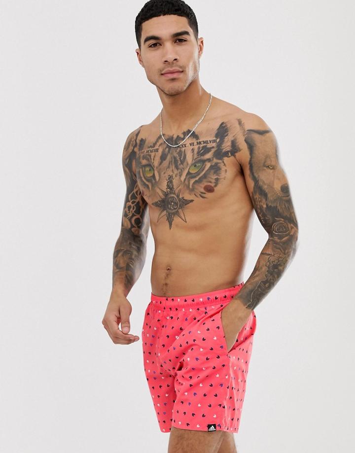 Adidas Swim Printed Shorts In Red