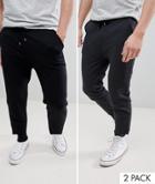 Asos Design Skinny Joggers 2 Pack Black/charcoal Save - Multi