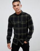 Troy Heavy Check Over Shirt - Green
