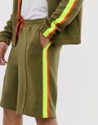 Weekday Day Jersey Shorts In Khaki-green