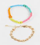 Reclaimed Vintage Inspired Unisex Bracelets With Beaded Daisy And Chunky Chain In Gold 2 Pack