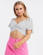 Pretty Darling Milkmaid Top In Polka Dot-multi