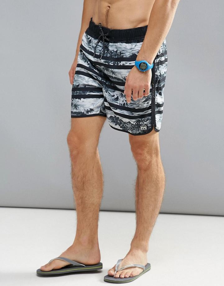 Billabong Lineup Layback Swim Shorts With All Print 17 Inch - Black