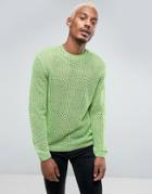 Asos Mesh Sweater In Neon Green - Green