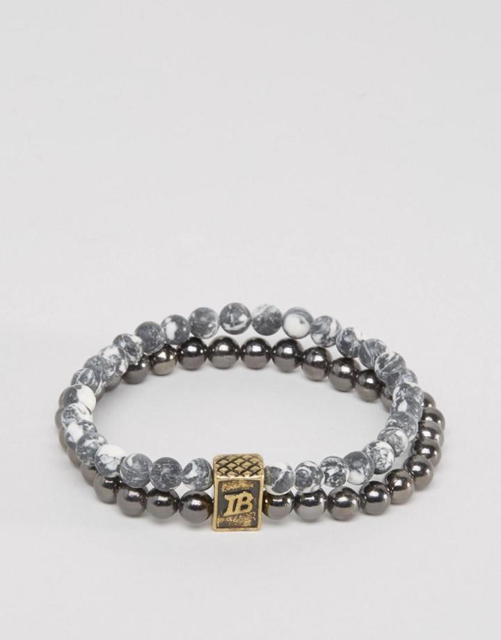 Icon Brand Beaded Bracelet In Gray - Gray
