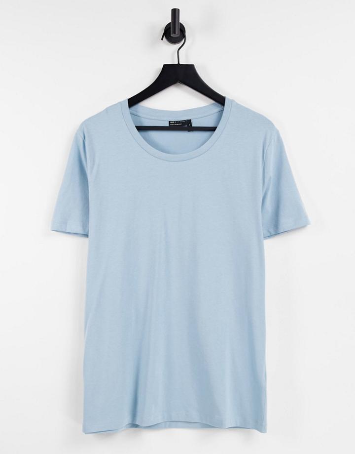 Asos Design T-shirt With Scoop Neck In Blue-blues