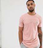 Le Breve Tall Cut And Sew Longline Curved Hem T-shirt-pink