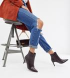 River Island Pointed Heeled Boots In Burgundy - Red