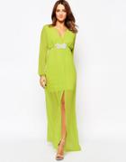 Amy Childs Jocelyn Maxi Dress With Embellished Waist - Green