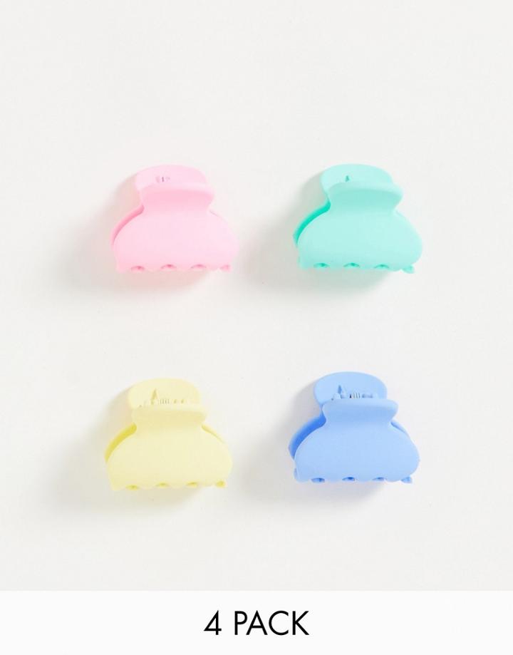 Designb London X4 Pack Mini Claw Hair Clips In Pastel Tones-multi