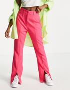 Lola May Highwaisted Split Front Flare Pants - Part Of A Set-pink