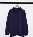 Daisy Street Plus Oversized Polo Sweatshirt With Button Neck In Navy