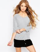 Only Long Sleeve Drop Hem T-shirt - Light Gray Melange