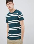 Farah Hewitt Wide Stripe T-shirt In Green - Green