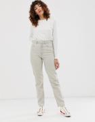 Asos Design Ritson Original Mom Jeans In Washed Stone-beige