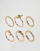 Asos Pack Of 6 Fine Twist Rings - Gold