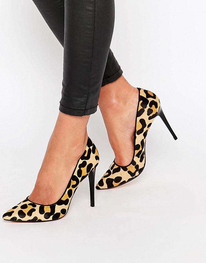 Dune Leopard Pony Court Shoe - Multi