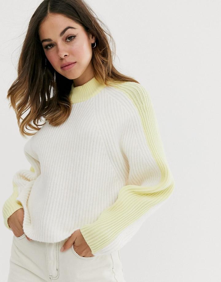 Asos Design Cropped Rib Sweater With Contrast Trims-multi