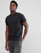 Selected Homme Polo With Concealed Placket - Black