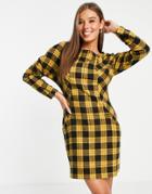 Trendyol Checked Mini Dress In Mustard-multi