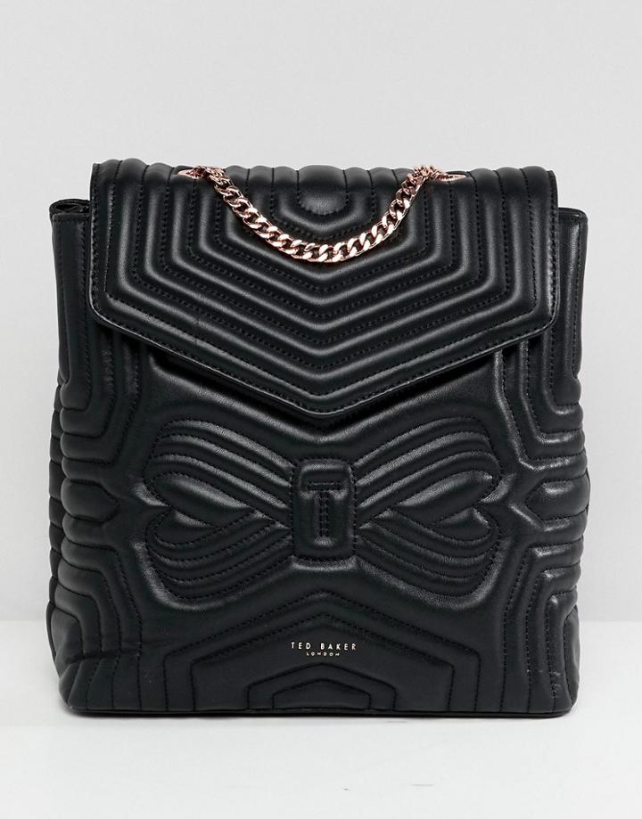 Ted Baker Quilted Bow Leather Backpack - Black