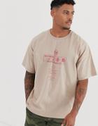 Asos Design Oversized T-shirt With Splice Text Detail In Heavyweight Jersey-beige