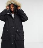 Asos Design Tall Faux Fur Lined Parka In Black