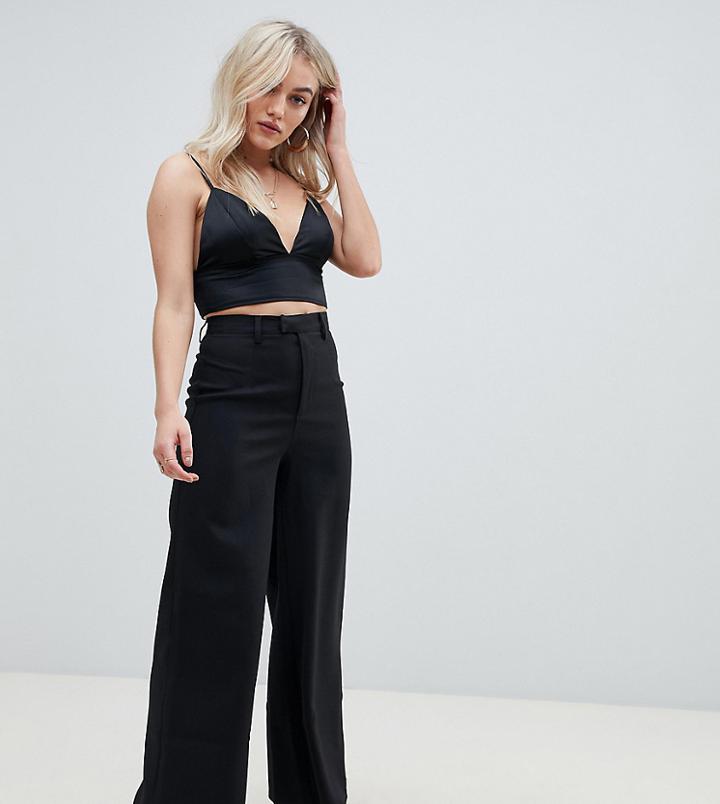 Missguided Petite Tailored Wide Leg In Black - Black