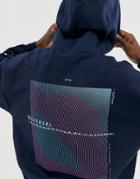 Mennace Hoodie In Navy With Back Print - Navy