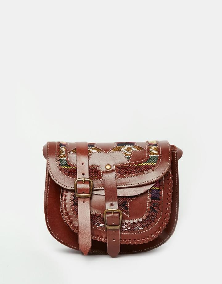 Park Lane Leather Saddle Bag With Blanket Detail