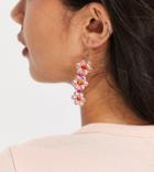 Pieces Exclusive Drop Beaded Flower Earrings In Multi