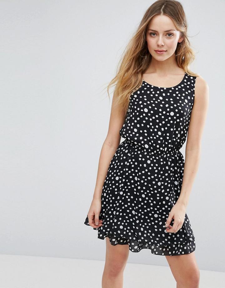 Jasmine Polka Dot Smock Dress - Black