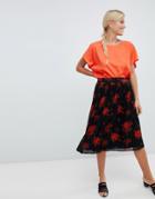 Vila Floral Pleated Skirt - Multi
