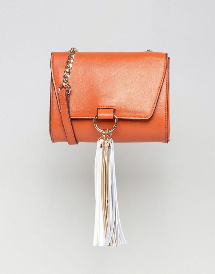 Asos Tassel Flap Cross Body Bag - Orange