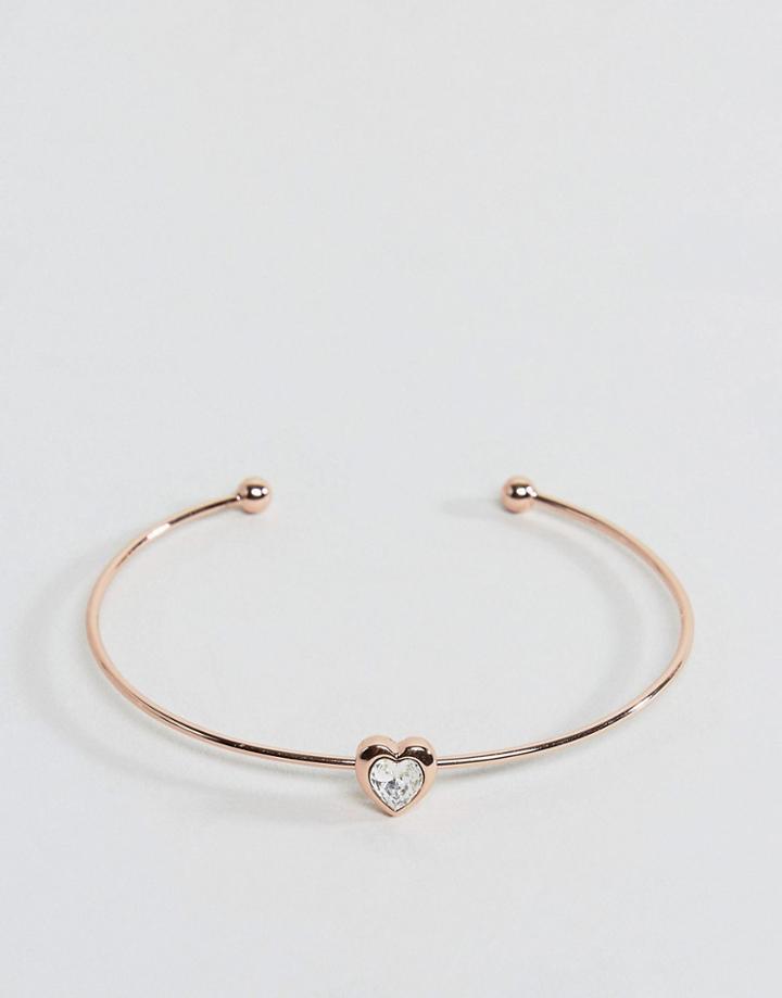 Ted Baker Crystal Heart Ultra Fine Cuff - Silver