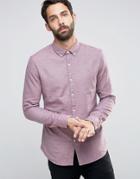 Farah Shirt With Textured Weave In Slim Fit - Red
