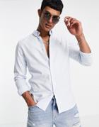 Farah Brewer Cotton Long Sleeve Stripe Shirt In Sky Blue-blues