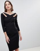 City Goddess Cross Over Midi Dress - Black