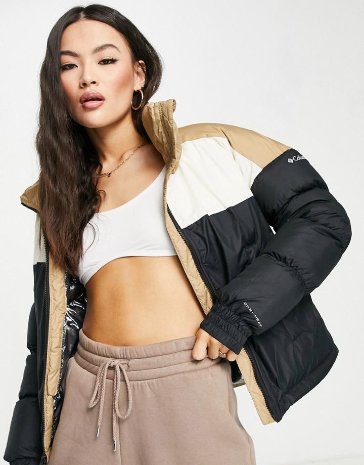 Columbia Pike Lake Cropped Puffer Jacket In Black/beige