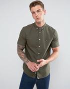 Lyle & Scott Garment Dye Oxford Short Sleeve Shirt Green - Green
