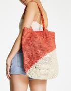 Topshop Red Mix Tote With Plait Strap Detail
