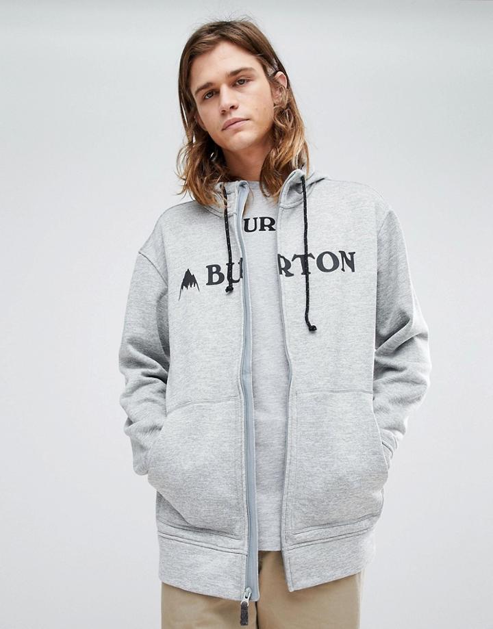 Burton Snowboards Oak Full Zip Hoodie Logo Front In Gray Marl - Gray