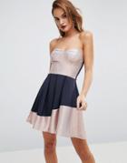 Asos Bandeau Ombre Sparkle Mini Skater Dress-multi