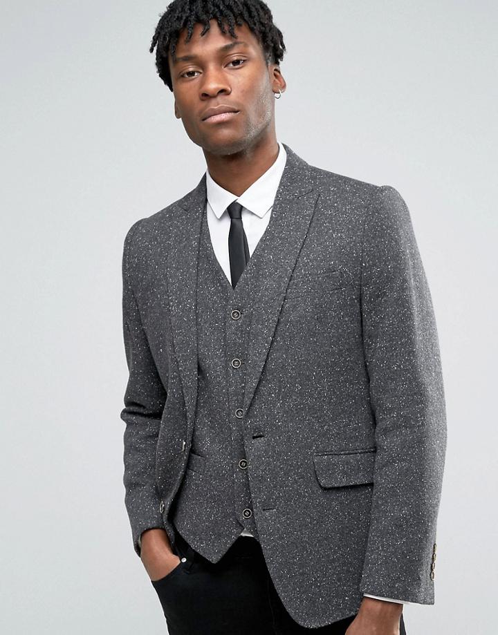 Devils Advocate Heritage Wool Fleck Blazer - Gray