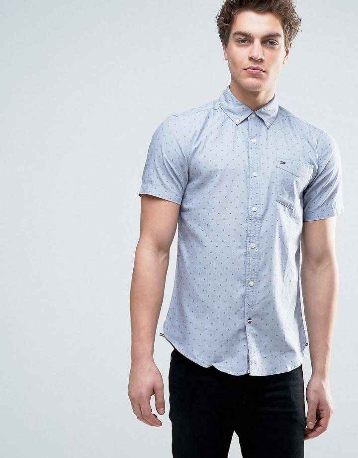 Tommy Hilfiger Denim Printed Short Sleeve Shirt - Blue